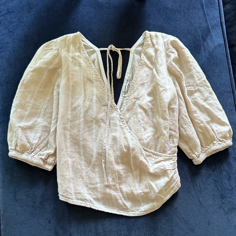 Linen Striped A&F Crop Top